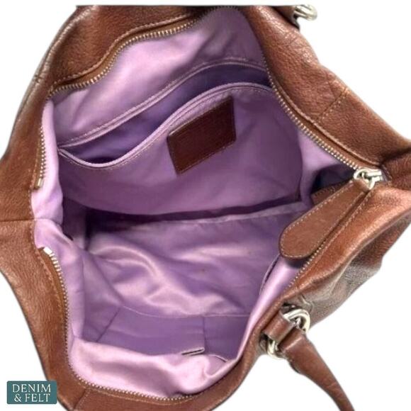 Coach Brown Leather Zoe Convertible Satchel Bag Silver Hardware Shoulder Tote - Picture 8 of 14